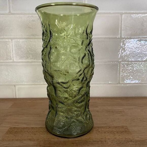 Vintage EO Brody Tall Green Crinkle Vase Home Decor Decorative MCM - Picture 2 of 9